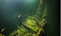Советская подводная лодка М-95 Малютка на глубине 65 метров на дне Балтийского моря